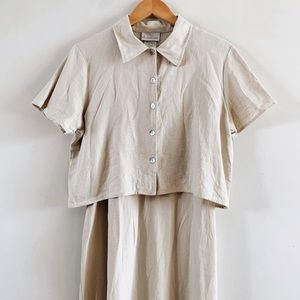 Vintage linen dress + shirt set